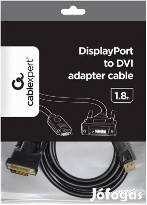 Kiváló, újszerű DisplayPort-DVI kábel 1.8 m Cablexpert INTEC PC