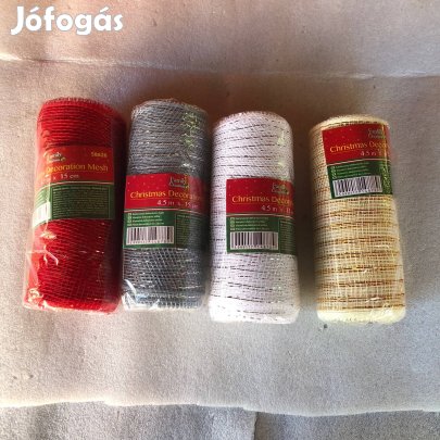 Kiválóan formázható Karácsonyi csillogó dekorációs háló - 4db 450x15cm