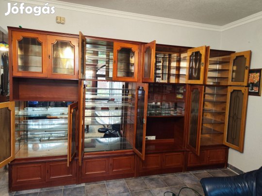 Klasszikus, tömörfa nappali szekrénysor / vitrines szekrény eladó