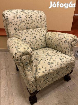 Klasszikus angol stílusú bútor szett, tömörfa asztal, fotel