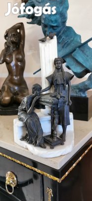 Klasszikus görög jelenet - Bronz és márvány szoborkompozíció