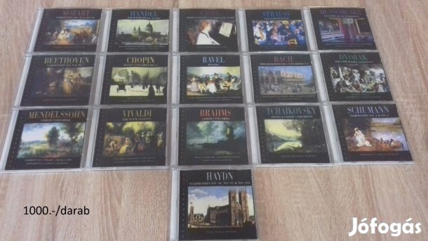 Klasszikus zenei CD-k (Bach, Mozart, Vivaldi, Chopin, Strauss, Ravel