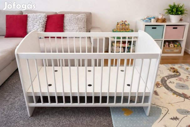 KlupŚ Karolina fehér babaágy + Ajándék kókusz matrac