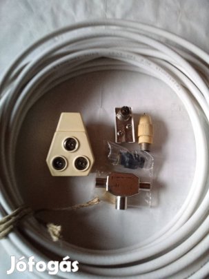 Koax kábel 10 m , csatlakozó, elosztó.