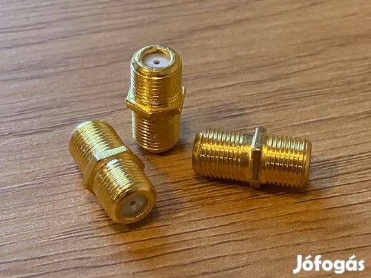 Koax kábel hosszabbító F toldó aranyozott 3db