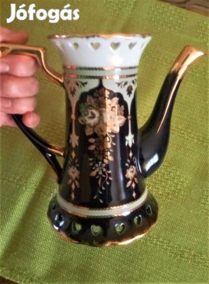 Kobaltkék-fehér-arany mesés porcelán kávés-teás kanna