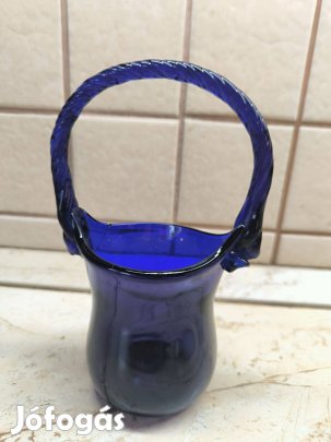 Kobaltkék üveg kosár, kínáló eladó!