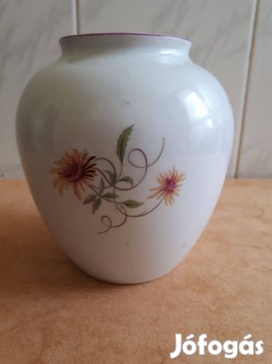 Kőbányai Porcelángyár öblös váza KP babérágas