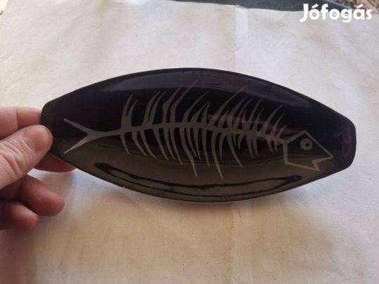 Kőbányai porcelángyár halszálkás porcelán tál 8x19cm