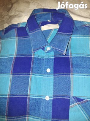Kockás flanel pamut ing L-es