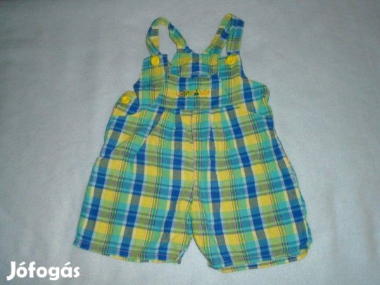 Kockás kantáros rövidnadrág 6-9 hó (méret 74)