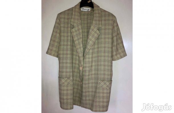Kockás női blézer kabát rövid ujjú dzseki zakó - XL felső