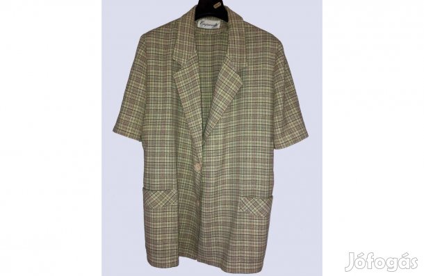 Kockás női blézer kabát rövid ujjú dzseki zakó - XL felső