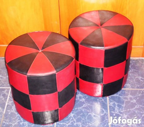 Kockás retro ottomán ülőkék 40 cm magasak, 35 cm átmérőjűek jó állapot