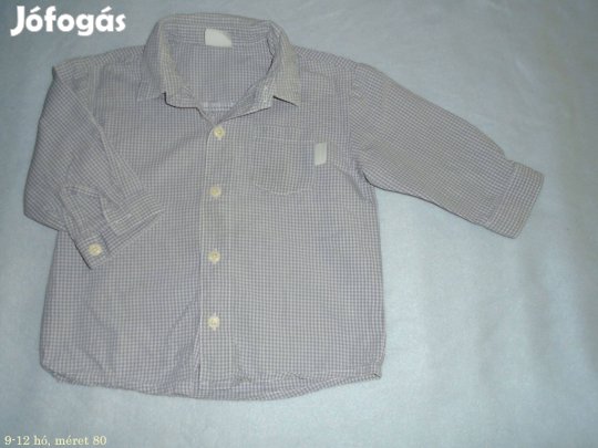 Kockás szürke hosszú ujjú ing 9-12 hó (méret 80)