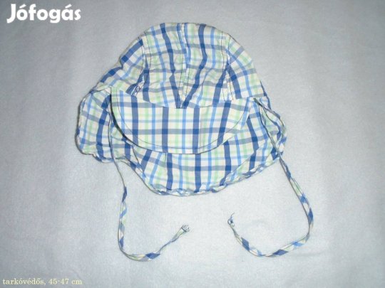 Kockás tarkóvédős nyári kalap 45-47 cm