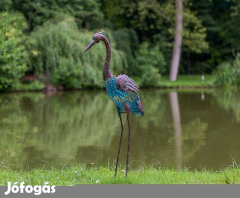 Kócsag figura országos ingyenes szállítással. tó mellé, kertbe Rozsdás