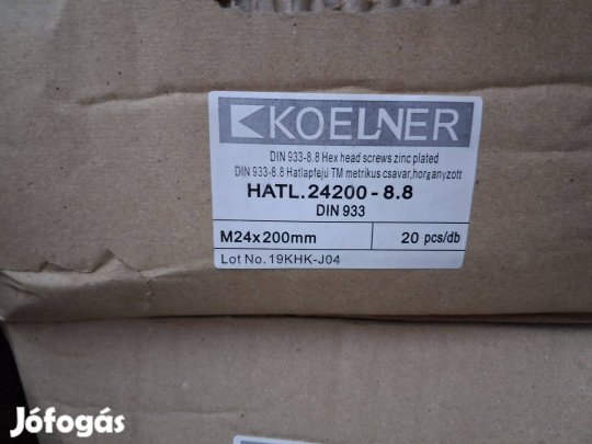 Koelner M24x200 hatlapfejű csavar DIN 933 8.8 59 db