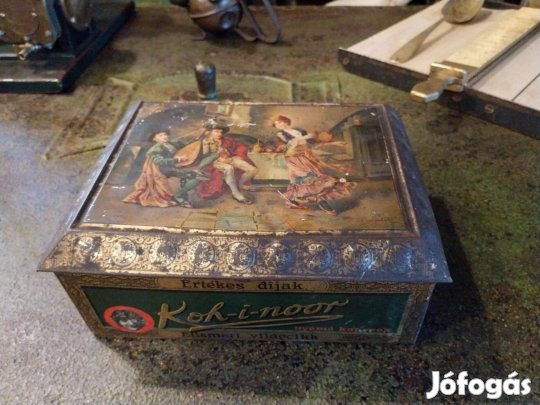 Koh-i noor irodaszer gyártó régi fémdoboza, gazdagon díszített doboz g