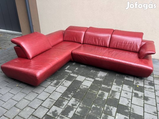 Koinor piros valódi bőr sarokkanapé - dönthető háttámlákkal 