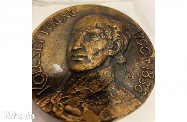 Kölcsey Ferenc öntött bronz emlékplakett Tóth Sándor Munkácsy-díjas