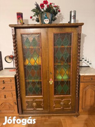 Koloniál antik ólomüveges szekrény 06húsz9436613