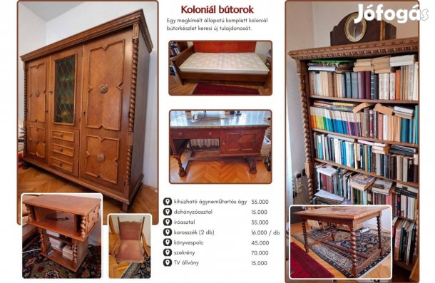 Koloniál bútor garnitúra - akár szállítással is