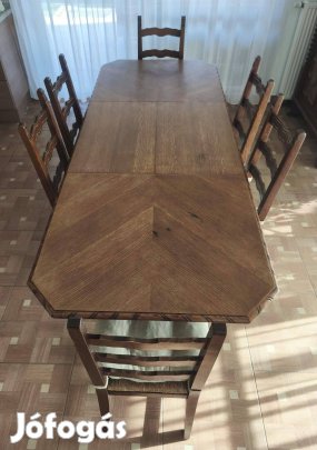 Koloniál étkezőasztal és székek