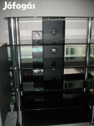 Költözés miatt eladó egy fekete Króm-Üveg polc