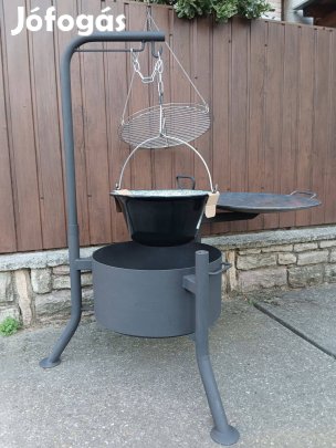 Kombi grill Bográcstartó tűztál 65cm tárcsalap pal grillráccsal