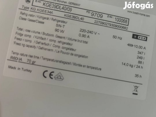 Kombinált hűtőszekrény