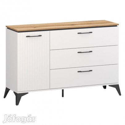 Komód, fehér/evoke tölgy, VELIS 1D3S