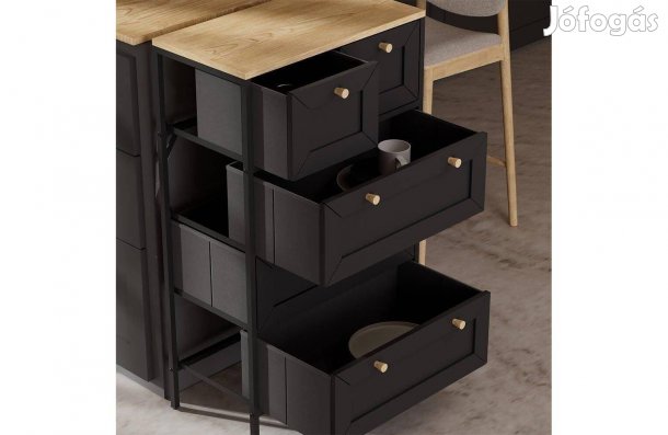 Komód fekete, 56 × 30 × 95 cm,Vicco Belaro, 5 fiókos,Új