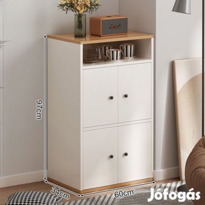 Komód hálószoba nappali bútor 4 ajtós szekrény 60x34x97cm fehér FZ04