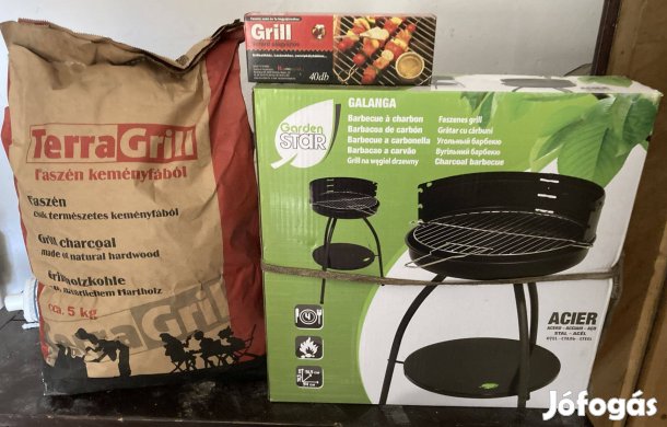Komplett grillezö keszlet: grill, faszen, alagyujtos. Egyben. Olcson