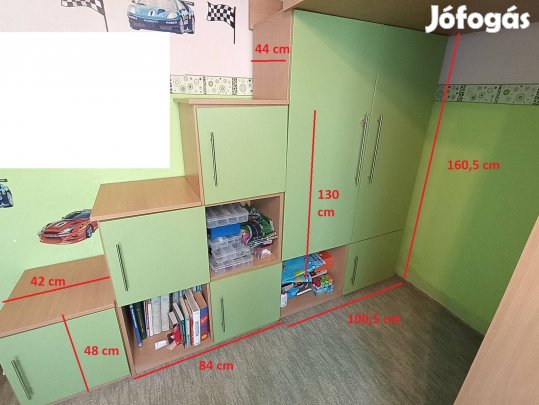 Komplett gyerek, ifjúsági szobabútor, emeletes ággyal eladó
