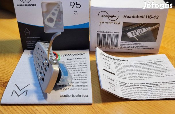 Komplett hangszedő lemezjátszó tű szett Audio-technica VM95C + HS12 Új