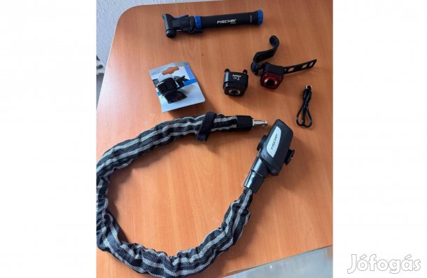 Komplett kerékpár szett LED lámpák és láncos lakat