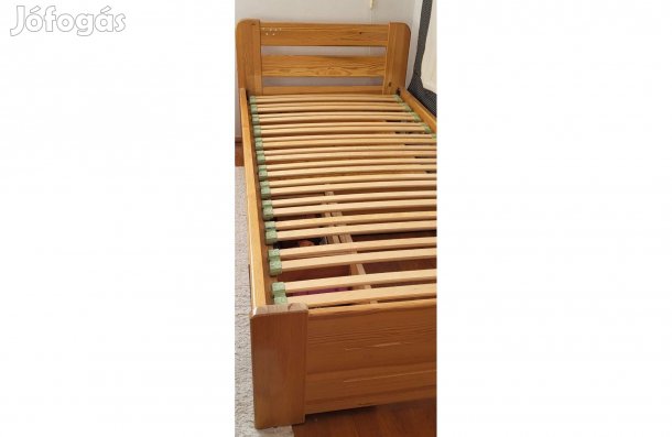 Komplett masszív fenyőágy (Ágyrács, tárolófiók, rekesz, matrac)