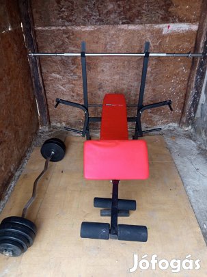 Komplett otthoni edzőszett (pad + 30 kg + francia rúd)