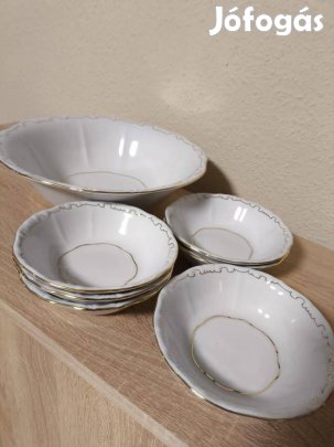 Kompótos tál készlet, Zsolnay porcelán, porcelán, tálak