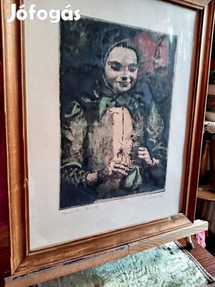 Konecsni György Bujáki lány c. rézkarc 