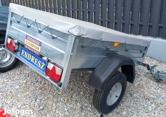 Könnyű kis utánfutó, Új, horganyzott + laposponyva! Hitelre Is!