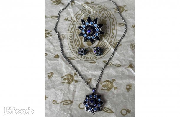 Konplott ékszerszett Swarovski kristályokkal (fekete-kék)