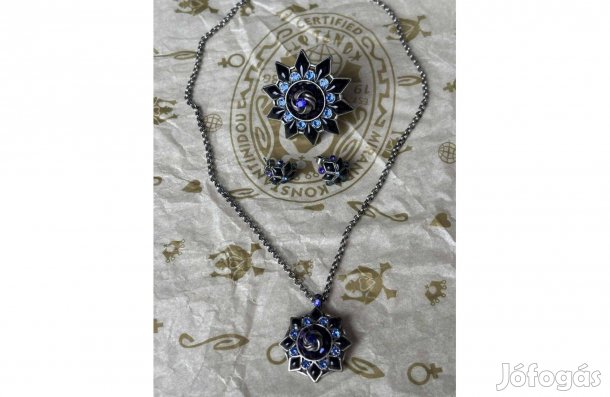 Konplott ékszerszett kristályokkal (nyaklánc, fülbevaló, gyűrű)