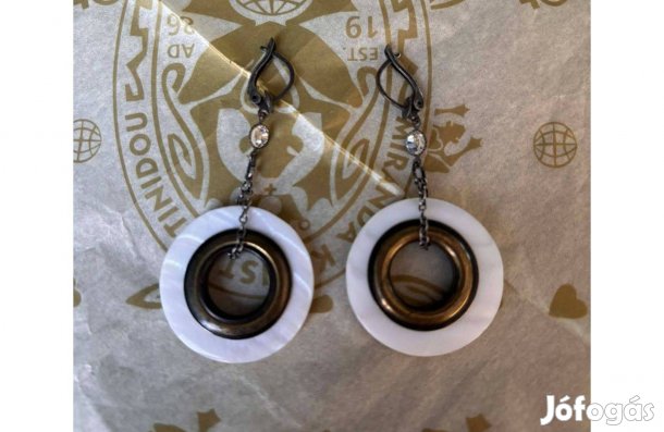 Konplott fülbevaló fehér Swarovski kristállyal