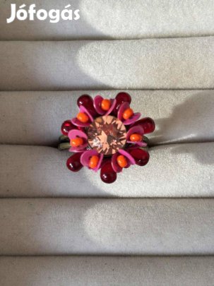Konplott gyűrű Swarovski kristállyal és gyöngyökkel (állítható)