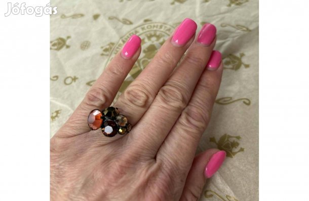 Konplott gyűrű vegyes színű Swarovski kristályokkal