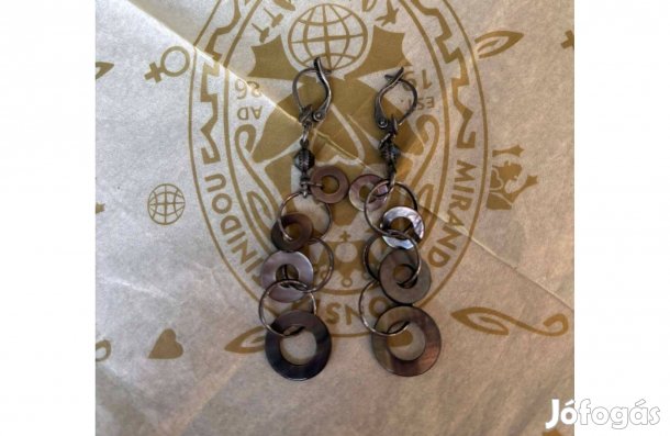 Konplott lógós fülbevaló fekete Swarovski kristályokkal