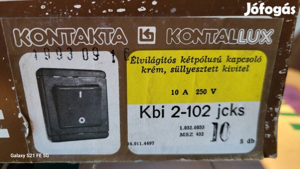 Kontavill 2-102 jcks élvilágítós kétpólusú Új kapcsolók a múltból!